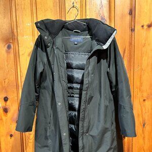 Lands' End Womens Commuter Down Long Coat Parka Black Petite Medium 10-12 EUC !